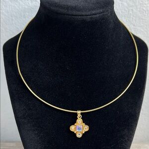 Premier Designs Gold Necklace with AB Pendant